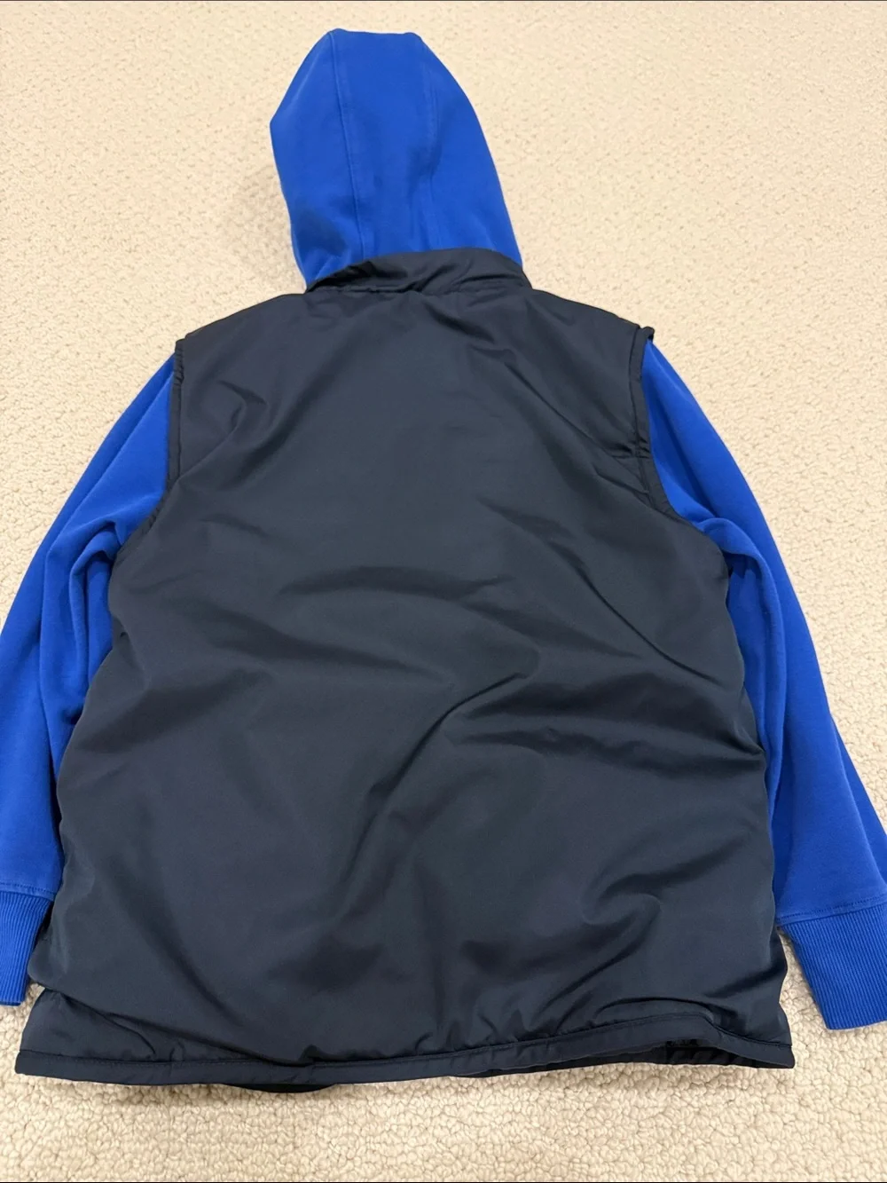 Old Navy Blue Hoodie with Black Puffer Vest